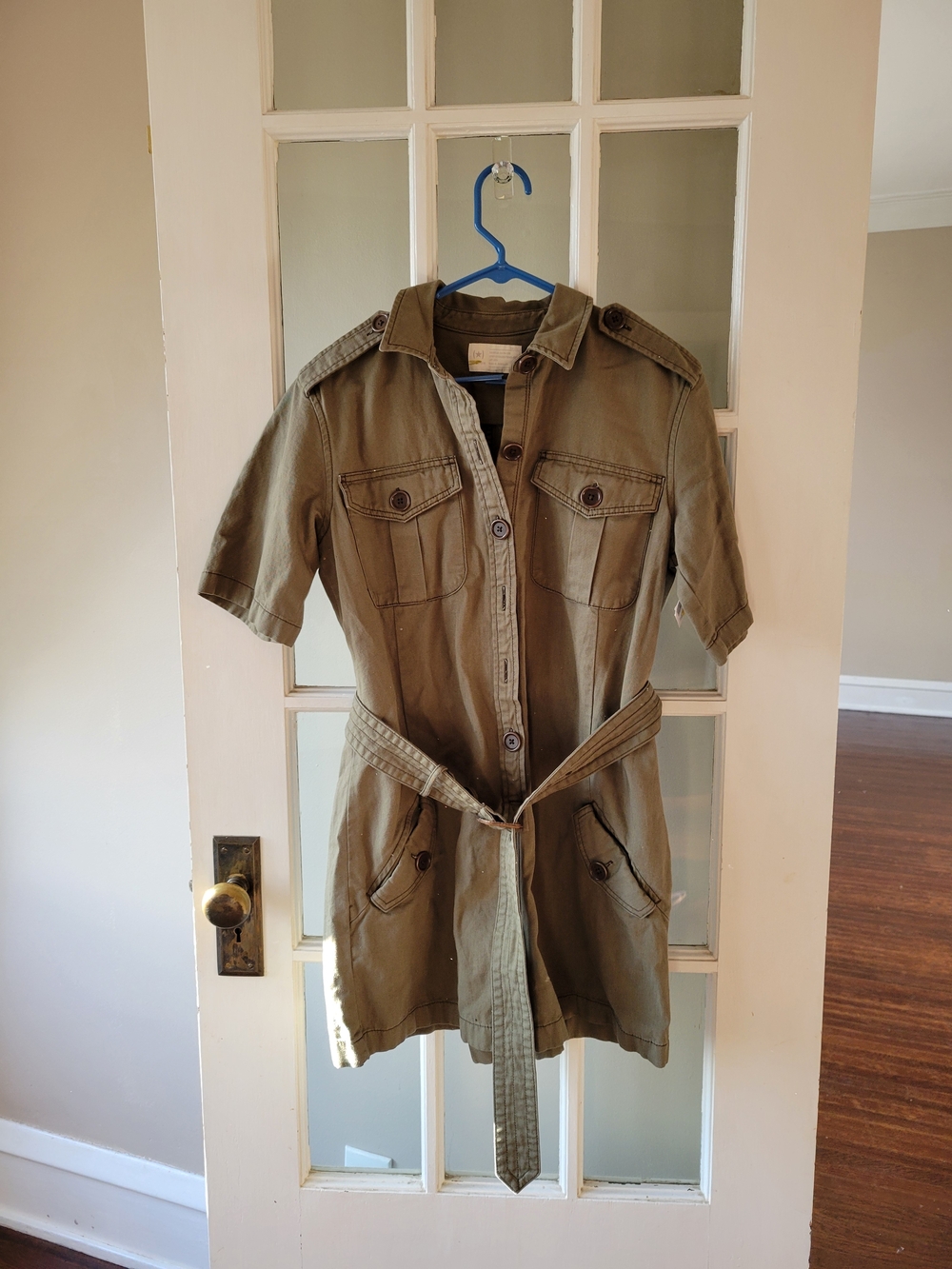 Banana Republic "Reissue" Olive Green Jumpsuit Shorts Belted Sz 6 Casual Summer